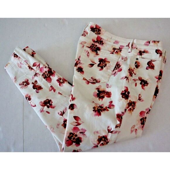 NYDJ Womens Sz 12 Bonnieux Floral-Print Sheri Slim Released-Hem Ankle Jeans $119 - Picture 9 of 10